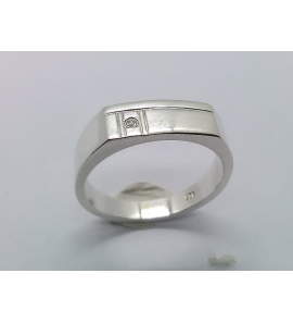 Zilver heren ring rechthoek met zirkonia mt. 19¾ - 3222936