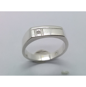 Zilver heren ring rechthoek met zirkonia mt. 19¾ - 3222936