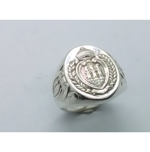 Zilver herenring met wapenschild mt. 20 - 3222579