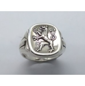 Zilver herenring met leeuw mt. 20 - 3222583