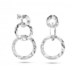 Zilver oorhanger circels gehamerd 4.8 cm 14-20-27 mm - 3223664
