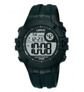 Lorus heren digitaal siliconenband zwart 100m wr - 3222681