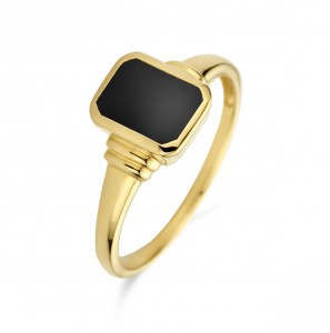 Goud dames ring met onix 9 mm mt. 17¾ - 3223732