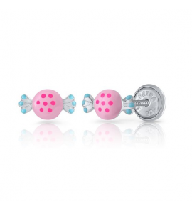 Lapetra oorknop email snoepje roze - 3222774