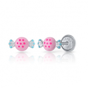 Lapetra oorknop email snoepje roze - 3222774