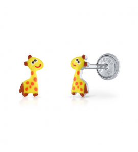 Lapetra oorknop email Giraffe geel - 3222780