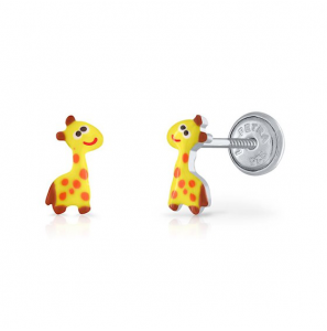 Lapetra oorknop email Giraffe geel - 3222780