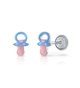 Lapetra oorknop email speen roze/blauw - 3222786