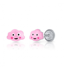 Lapetra oorknop email wolk roze - 3222787