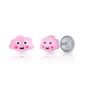 Lapetra oorknop email wolk roze - 3222787