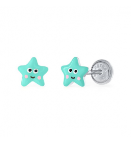 Lapetra oorknop email zee-ster blauw - 3222788