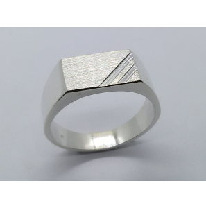 Zilver heren ring rechthoek mt. 20¾ - 3222903
