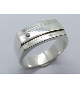 Zilver heren ring rechthoek met zirkonia mt. 19½ - 3222908