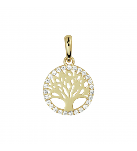Goud hanger levensboom met rondom zirkonia&#39;s - 3222829