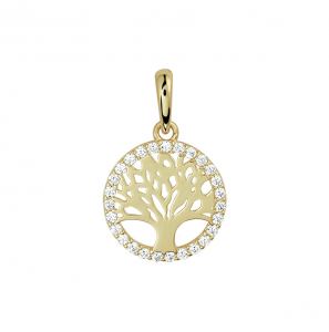 Goud hanger levensboom met rondom zirkonia&#39;s - 3222829