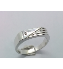 Zilver herenring fannt. rechthoek 5 mm met zirc. mt. 20 - 3222845
