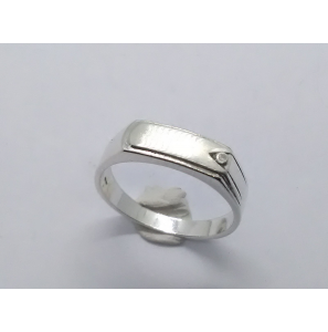 Zilver herenring rechthoek 5.5 mmmet zirconia mt. 18½ - 3222846