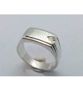 Zilver herenring rechthoek 9 mm met zirconia mt. 20 - 3222854
