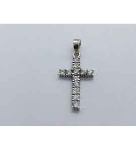 Zilver hanger kruisje vol zirkonia's 18x11 mm - 3222861