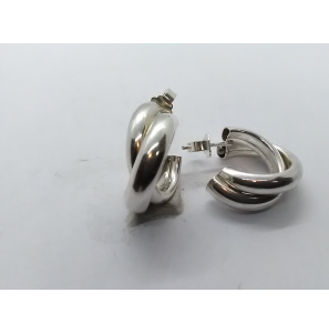 Zilver steker oorringen 20 x 8 mm gedraaid - 3222866