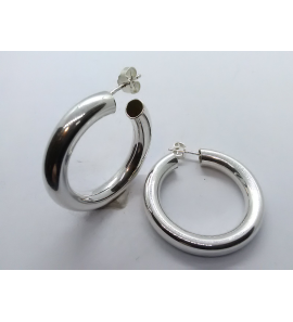 Zilver steker oorringen buis 35 x 6 mm - 3222867
