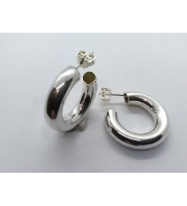 Zilver steker oorringen buis 25 x 6 mm - 3222868