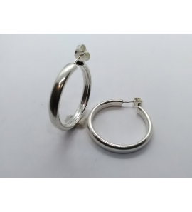 Zilver steker oorringen buis 30 x 4 mm - 3222870