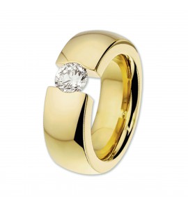 Staal geel verguld ring 8 mm met zirkonia mt 17¾ - 3223037
