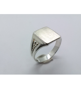 Zilver heren ring rechthoek mt. 19 - 3222922