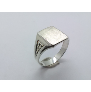 Zilver heren ring rechthoek mt. 19 - 3222922