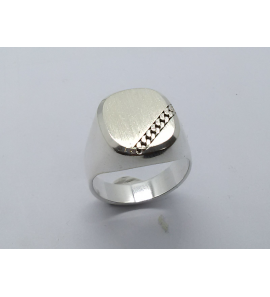Zilver heren ring stomphoek met grt. schakel mt. 19¾ - 3222931