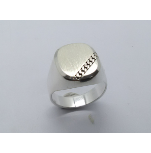 Zilver heren ring stomphoek met grt. schakel mt. 19¾ - 3222931