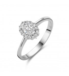 Zilver RH dames ring ovaal antourage zirkonia 8.5x7 mm mt. 17¼ - 3222941