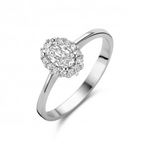 Zilver RH dames ring ovaal antourage zirkonia 8.5x7 mm mt. 17¼ - 3222941