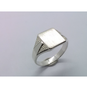 Zilver heren ring rechthoek mt. 19 - 3222920