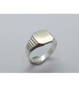Zilver heren ring achtkant mt. 19½ - 3222923