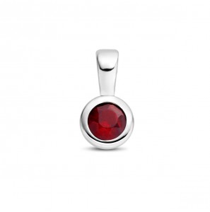 Zilver RH geboortesteen hanger 5.5 mm Januari Granaat 0.35 ct - 3223786