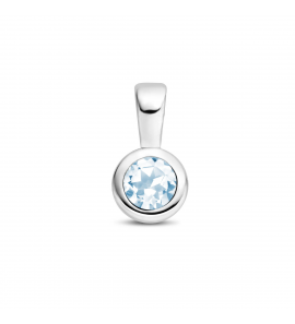 Zilver RH geboortesteen hanger 5.5 mm Maart Aquamarijn 0.23 ct - 3223788