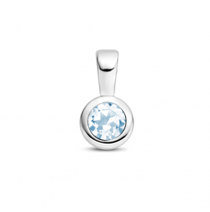 Zilver RH geboortesteen hanger 5.5 mm Maart Aquamarijn 0.23 ct - 3223788
