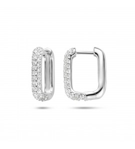 Zilver klap-creolen met zirkonia's 17x3.5 mm - 3223658