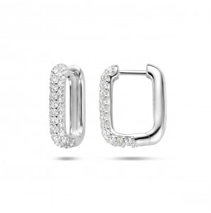 Zilver klap-creolen met zirkonia's 17x3.5 mm - 3223658