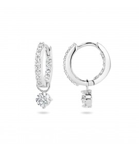 Zilver klap-creolen met zirkonia's en hanger zirkonia 12.5x2 mm - 3223660