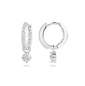 Zilver klap-creolen met zirkonia's en hanger zirkonia 12.5x2 mm - 3223660