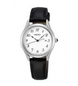 Seiko dames ss zwart leer wit 50m wr - 3223018