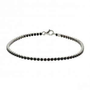 Zilver tennis armband zwarte zirkonia's 2.5 mm 18 cm - 3223042