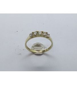 Goud dames allainge ring 5 zirkonia's mt 18 - 3223054