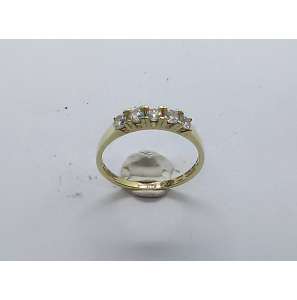 Goud dames allainge ring 5 zirkonia's mt 18 - 3223054