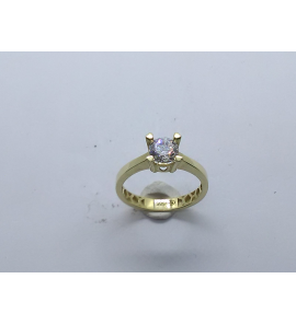 Goud dames ring solitair zirk. met op zetpootjes als hart mt 17¥ - 3223056