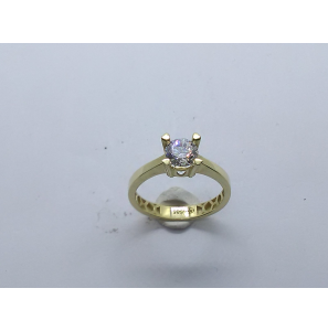 Goud dames ring solitair zirk. met op zetpootjes als hart mt 17¥ - 3223056