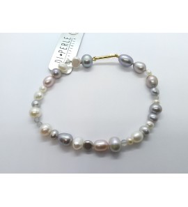 Di-Pelrle Zoetwater parel armband met labradot zilver geel verguld slot 19 cm - 3223068